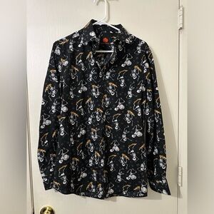 Simon Banks Skeleton Skateboard Button Down Shirt Halloween Small? See Measure